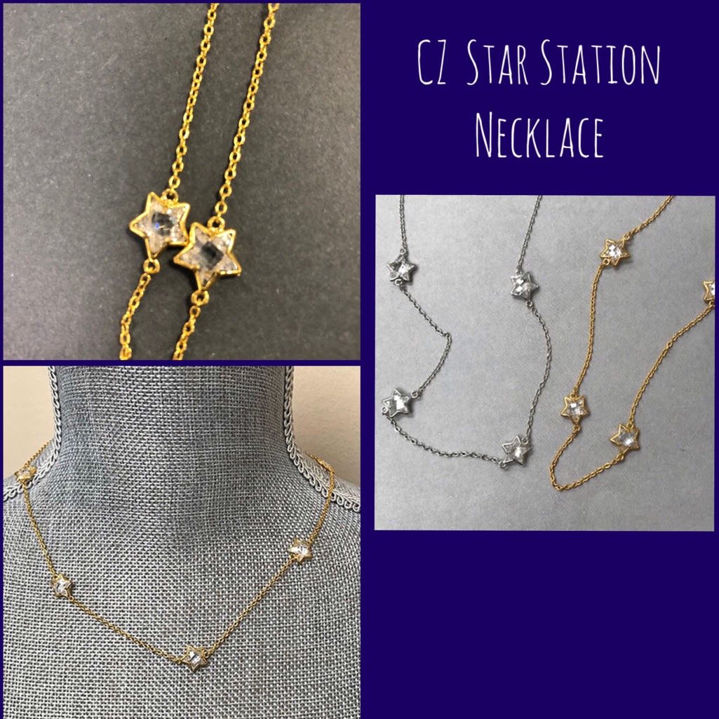 Cubic Zirconia Star Station NecklaceGold Or Silv 25$